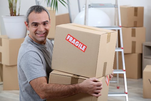 Moving van and packing boxes for a Cardiff home relocation