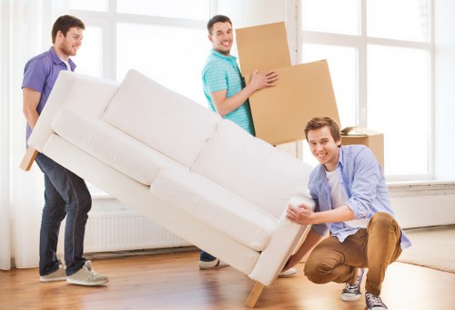 Packed moving boxes and furniture protection for a Cardiff home removal