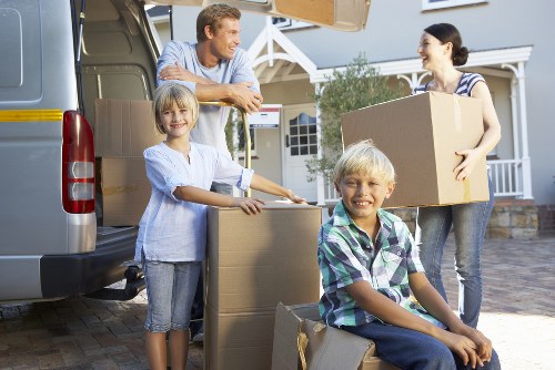 Packed boxes and furniture ready for house removals in Cardiff