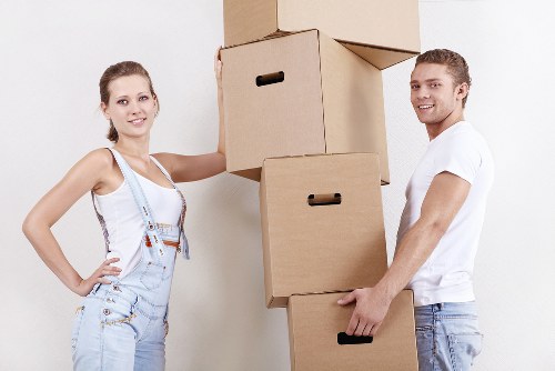 Customer reviewing moving service paperwork